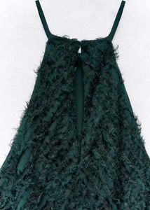 ZARA Halter Gown with Fringe - Dark Green