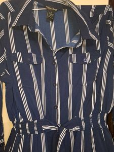 Striped Shirtdress with Tie Waist