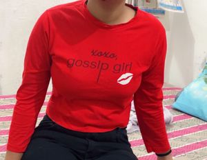 Red “ Gossip Girl&#34; Long Sleeve Top