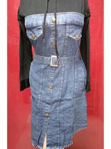 Denim &amp; Black Hoodie Dress