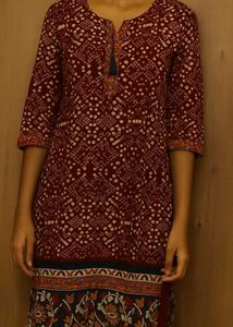 Maroon Printed Kurta