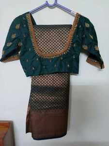 Elegant Green Saree &amp; Blouse