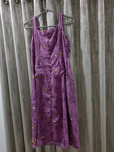 Purple Floral Fancy Back Dress