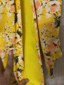 Floral Print Kurta with folded sleeves