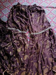 Brown Dress with Gold Floral Detail