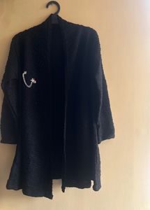 Black Sweat Fabric Shrug