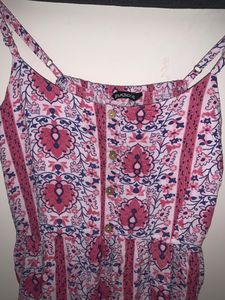 XL size - Zudio Pink and Blue Shoulder Straps Maxi Dress