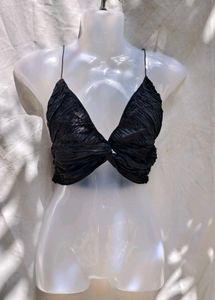 279. Black Crisscross Crop Top