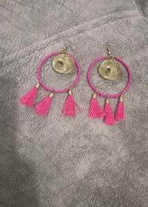 Pink Tassel Earrings