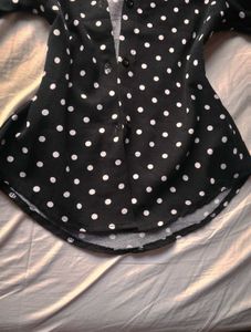 Polka Dot Blouse with Balloon Sleeves