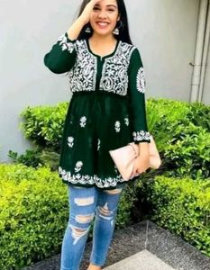 Green Embroidered Kurta
