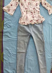 Floral Top & Jeans Set