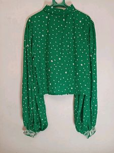 Very Beautiful Polka Dot Green Top