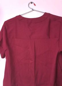 Burgundy Button-Down Top