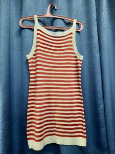 Cute Bodycon Dress With White-red Stapes 🎀