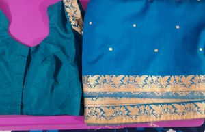 Sale ❗️Peacock Green New Saree With Blouse