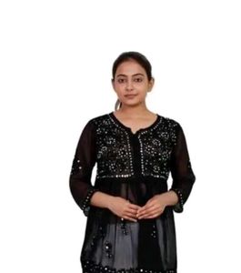 Black Embellished Sheer Tunic