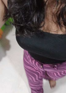 Wavy Print High-Waisted Pants