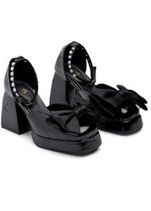 Black Platform Heels with Bow