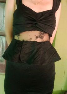 Black Lace Peplum Dress
