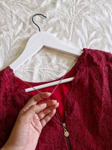 Maroon A-line Dress