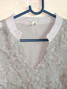 Trendy Summer Fashion Lace Top Long Grey
