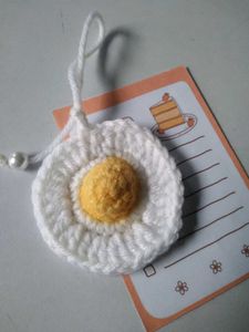 Sunny○Side○Up○Egg○Crochet○Keychain
