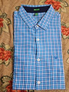 Blue Checkered Button-Down Shirt