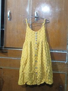 Yellow Floral  Sleeveless Dress