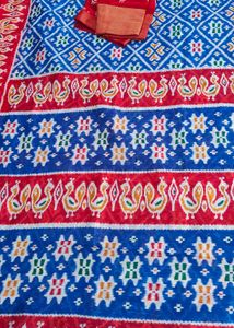Blue &amp; Red Patola Saree
