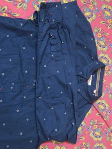 Blue Patterned Long Sleeve Shirt