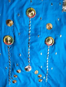 Blue Embroidered Dress Material