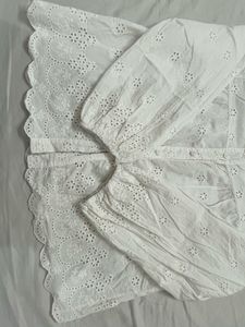 White Eyelet Button-Down Top