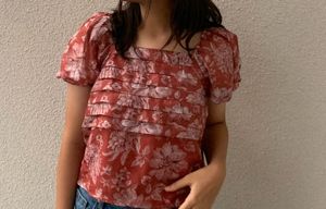 Chic Floral Puff-Sleeve Top from Octave