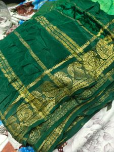 Elegant Green &amp; Orange Saree