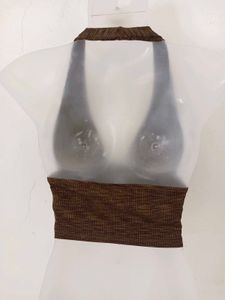 Brown Halter Crop Top