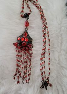 Vintage Red Beaded Jewelry Set