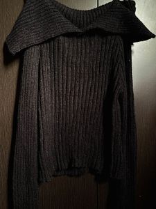 🖤 Chic Off-Shoulder Ribbed Sweater |Free Size