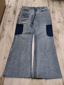 Sc8748 Brinjal Cargo Bootcut Jeans Waist 32