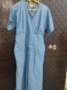 Stylestone Blue Denim Cotton Jumpsuit