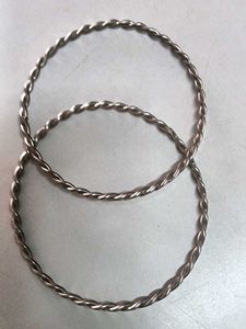 Silver Twisted Bangle Set