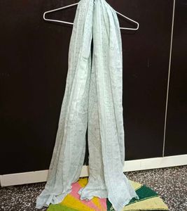 White + Green Light Casual Design Dupatta