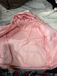 Pink Quilted Jacket With 3 Fourth Sleeves