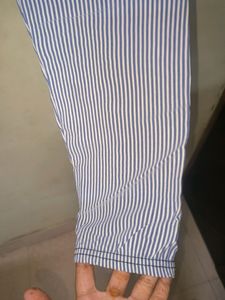 Striped Button High Waist Pants