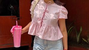 Pink Peplum Tie-Front Top
