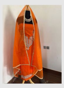 Organaza Heavy Wedding Orange Salwar Kameez Suit