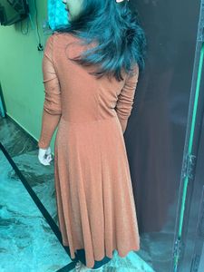 Shimmering Bronze Midi Dress