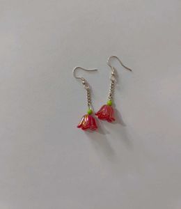Red Tulip  Necklace And Earings