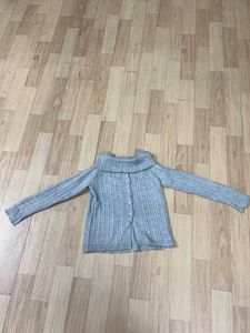 Grey Button-Down Cardigan Top.