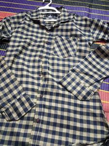 Blue & Beige Checkered Flannel Shirt